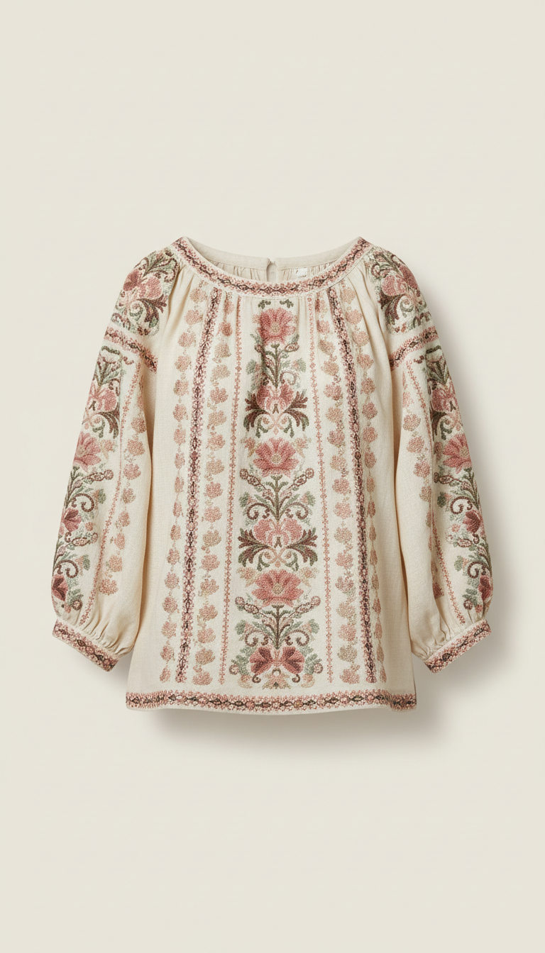 Blusa lino bordada a mano