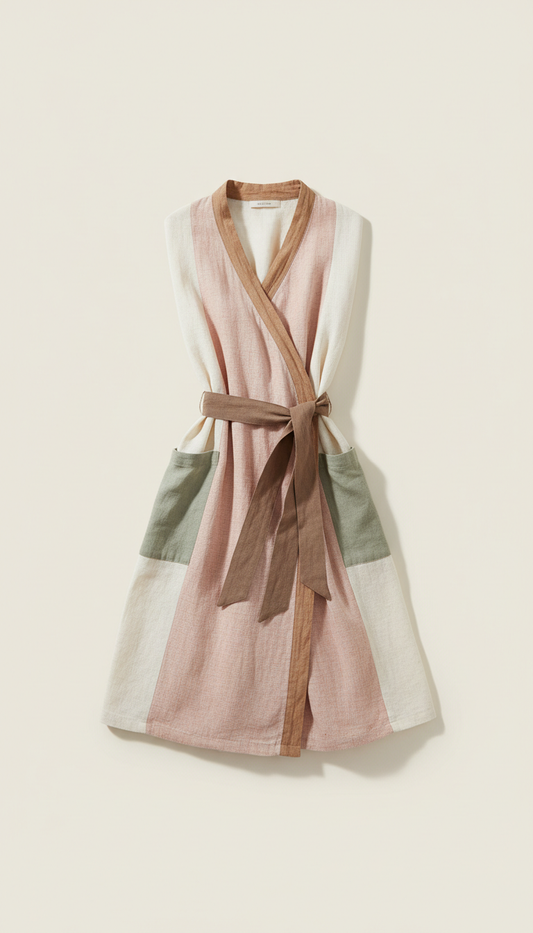 Vestido cruzado lino-algodón